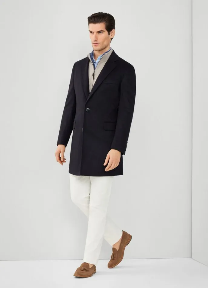 Men Coats and Jackets Hackett London Wool And Cashmere Coat Navy