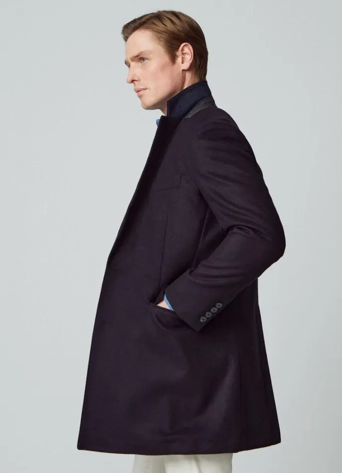 Men Coats and Jackets Hackett London Wool And Cashmere Coat Navy