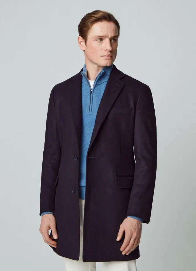 Men Coats and Jackets Hackett London Wool And Cashmere Coat Navy