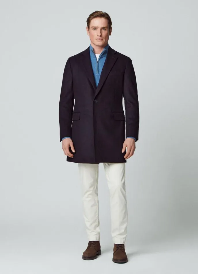 Men Coats and Jackets Hackett London Wool And Cashmere Coat Navy
