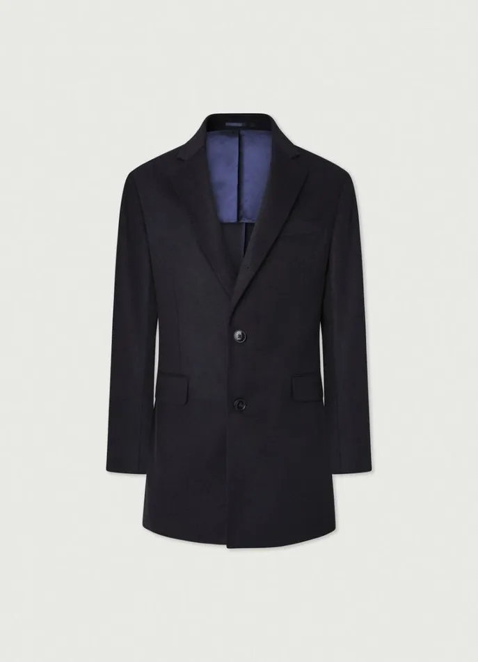 Men Coats and Jackets Hackett London Wool And Cashmere Coat Navy