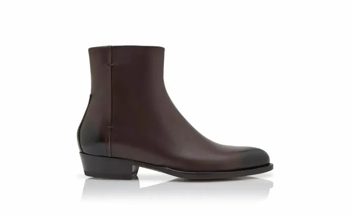 Men Dark Brown Calf Leather Mid Calf Boots Manolo Blahnik Boots