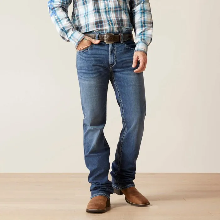 Men Denim Ariat M4 Relaxed Hugo Boot Cut Jean Bannock