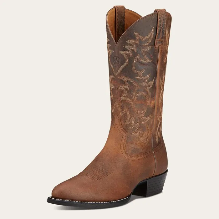 Men Dress and Fashion Boots Ariat Heritage R Toe Western Boot Distressed Brown