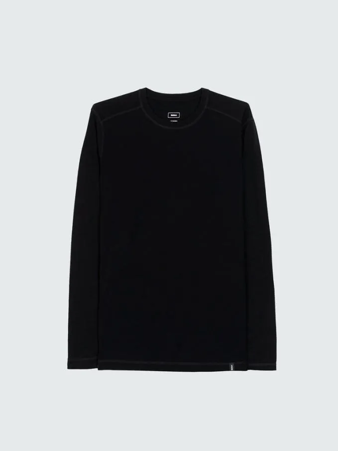 Men Eddy 20 Merino Wool Long Sleeve Base Layer Black Finisterre Base Layers and Underwear