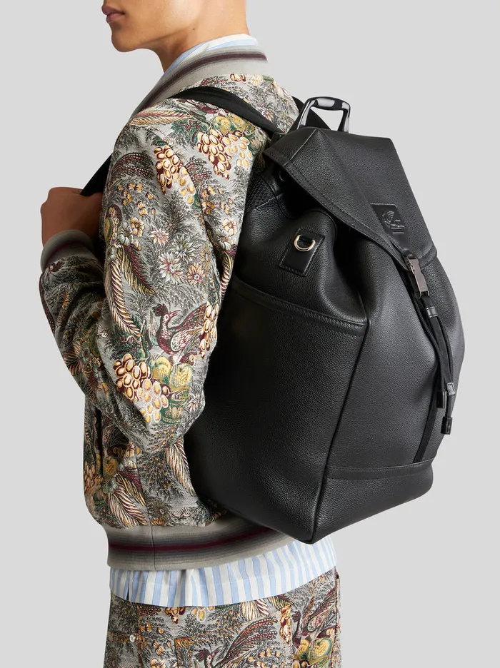 Men Etro Backpacks And Belt Bags Large Leather Backpack Black Men Etro Backpacks And Belt Bags Large Leather Backpack Black