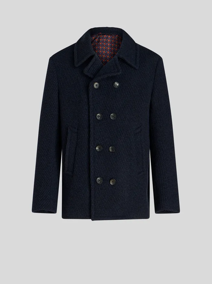 Men Etro Coats And Outerwear DoubleBreasted Structured Jacket Navy Blue