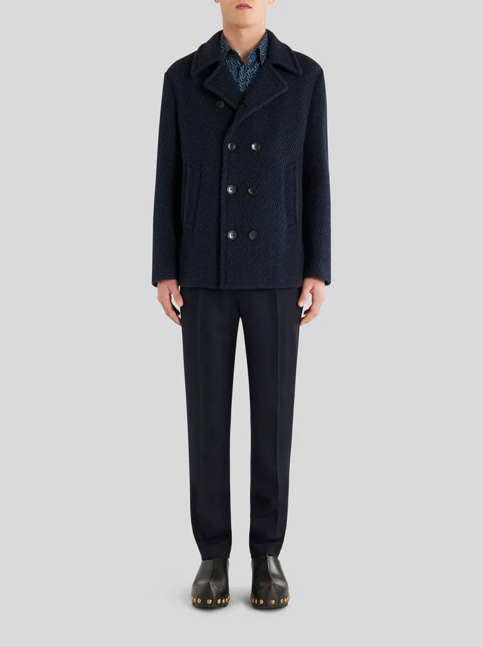 Men Etro Coats And Outerwear DoubleBreasted Structured Jacket Navy Blue Men Etro Coats And Outerwear DoubleBreasted Structured Jacket Navy Blue