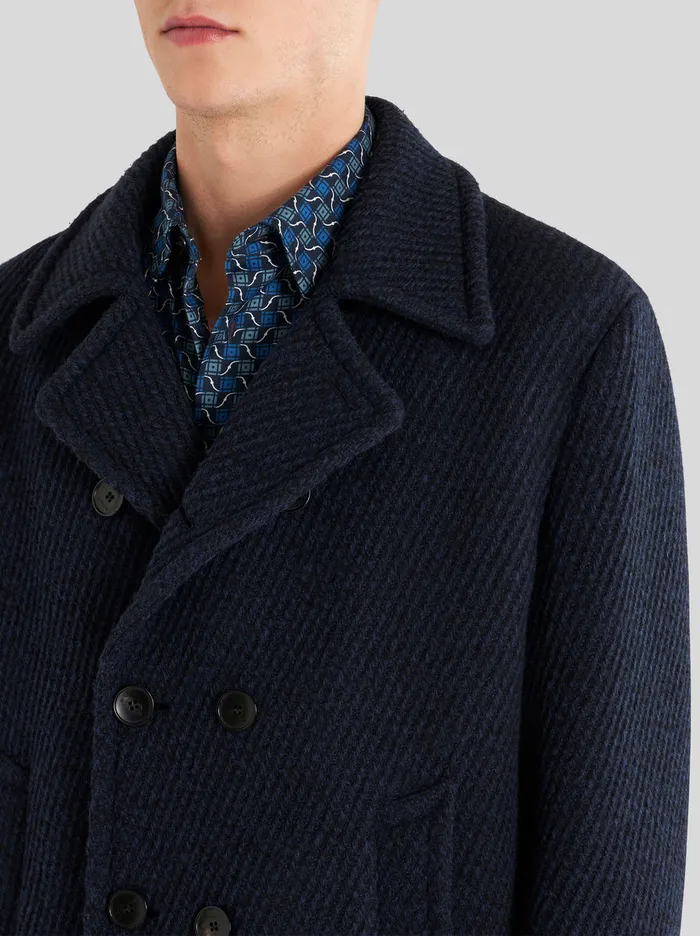 Men Etro Coats And Outerwear DoubleBreasted Structured Jacket Navy Blue Men Etro Coats And Outerwear DoubleBreasted Structured Jacket Navy Blue