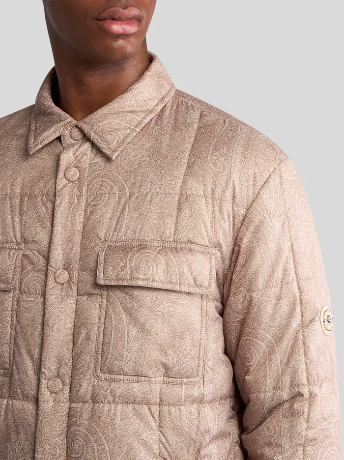 Men Etro Coats And Outerwear Quilted Overshirt In Grosgrain Beige Men Etro Coats And Outerwear Quilted Overshirt In Grosgrain Beige