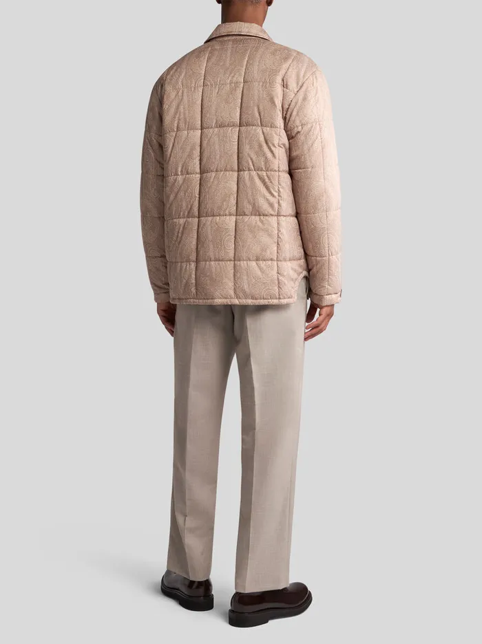 Men Etro Coats And Outerwear Quilted Overshirt In Grosgrain Beige Men Etro Coats And Outerwear Quilted Overshirt In Grosgrain Beige