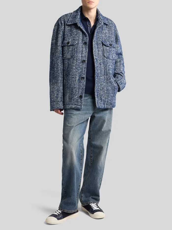 Men Etro Coats And Outerwear Wool And Alpaca WoolBlend Overshirt Navy Blue Men Etro Coats And Outerwear Wool And Alpaca WoolBlend Overshirt Navy Blue