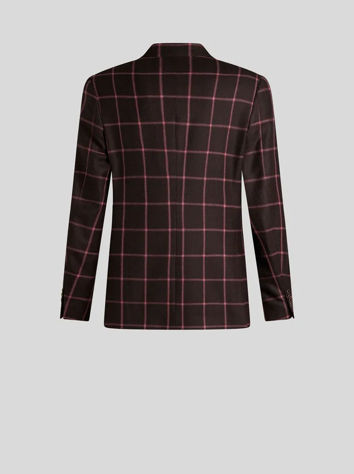 Men Etro Jackets Check Jacquard Blazer Burgundy Men Etro Jackets Check Jacquard Blazer Burgundy