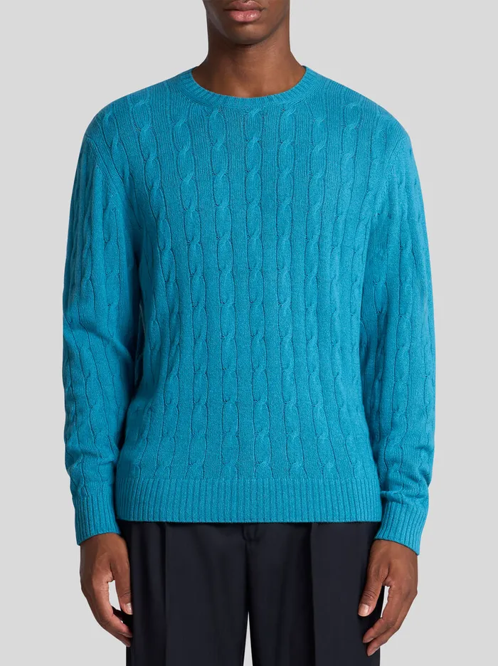 Men Etro Knitwear CableKnit Cashmere Sweater Light Blue Men Etro Knitwear CableKnit Cashmere Sweater Light Blue