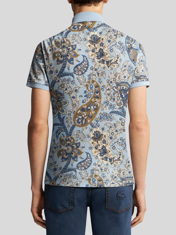 Men Etro Polo Shirts Floral Paisley Polo Shirt Light Blue Men Etro Polo Shirts Floral Paisley Polo Shirt Light Blue