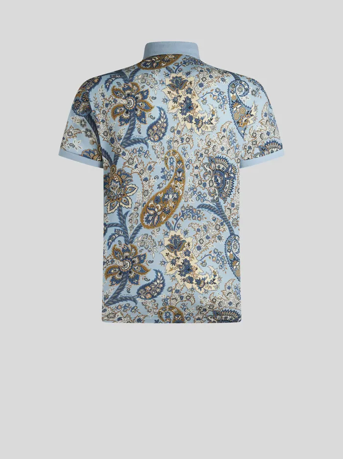 Men Etro Polo Shirts Floral Paisley Polo Shirt Light Blue Men Etro Polo Shirts Floral Paisley Polo Shirt Light Blue