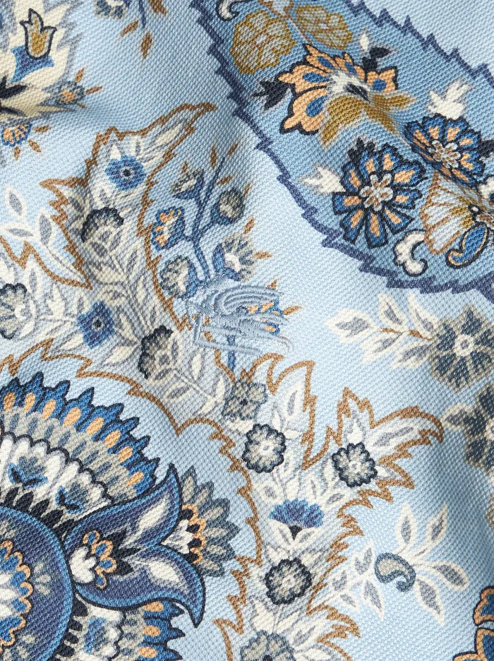 Men Etro Polo Shirts Floral Paisley Polo Shirt Light Blue Men Etro Polo Shirts Floral Paisley Polo Shirt Light Blue