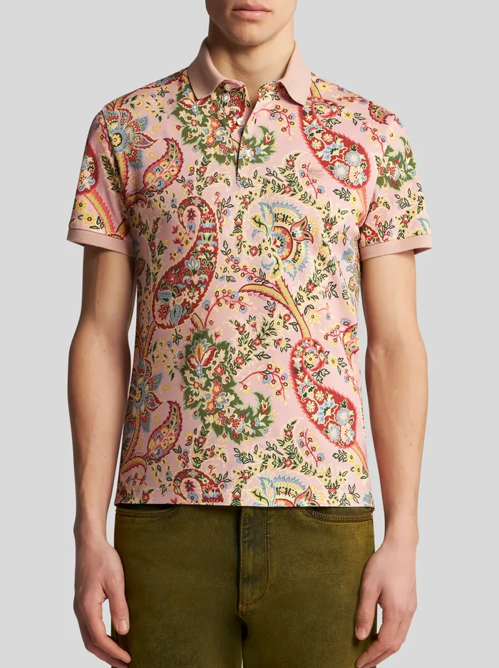Men Etro Polo Shirts Floral Paisley Polo Shirt Orange Men Etro Polo Shirts Floral Paisley Polo Shirt Orange