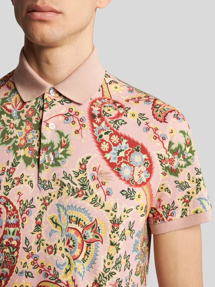 Men Etro Polo Shirts Floral Paisley Polo Shirt Orange Men Etro Polo Shirts Floral Paisley Polo Shirt Orange