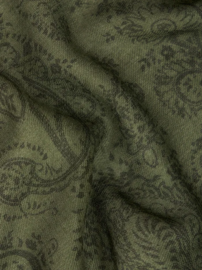 Men Etro Scarves Wool Cashmere And Silk Scarf Green