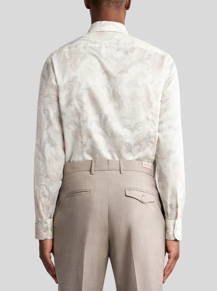 Men Etro Shirts Maxi Flower Paisley Shirt Grey