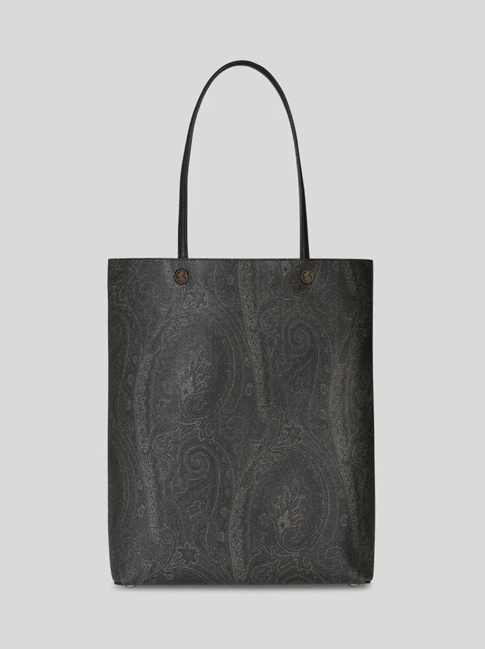 Men Etro Shopping Bags Paisley Tote Bag With Clutch Black