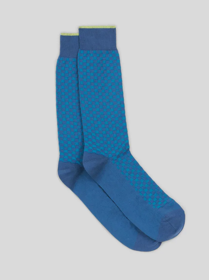 Men Etro Socks Midi Jacquard Socks Navy Blue