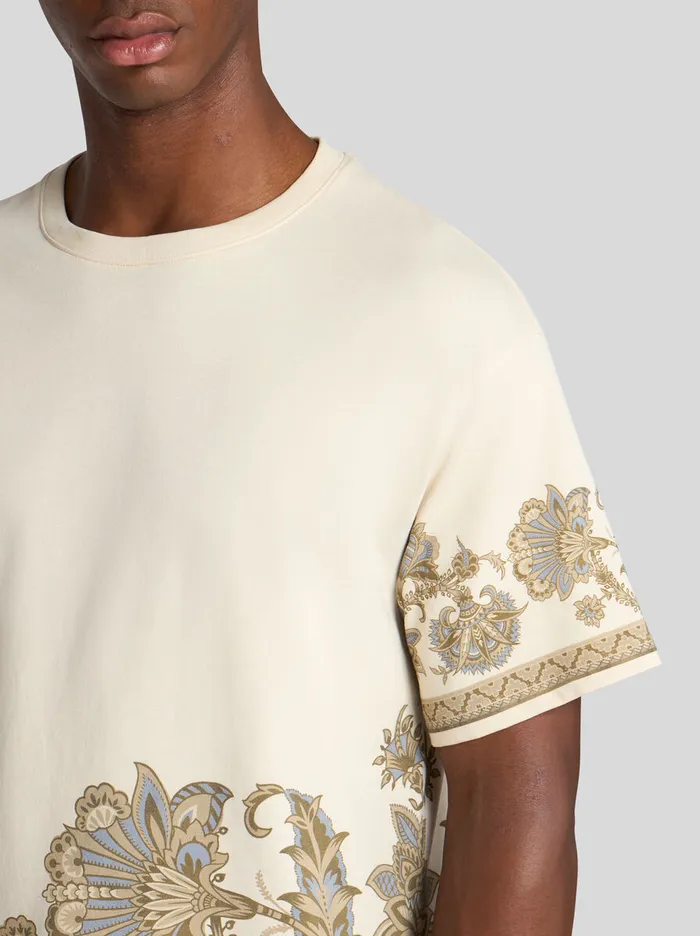 Men Etro TShirt And Sweatshirts Cotton TShirt With Placed Print Beige