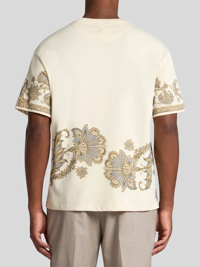 Men Etro TShirt And Sweatshirts Cotton TShirt With Placed Print Beige