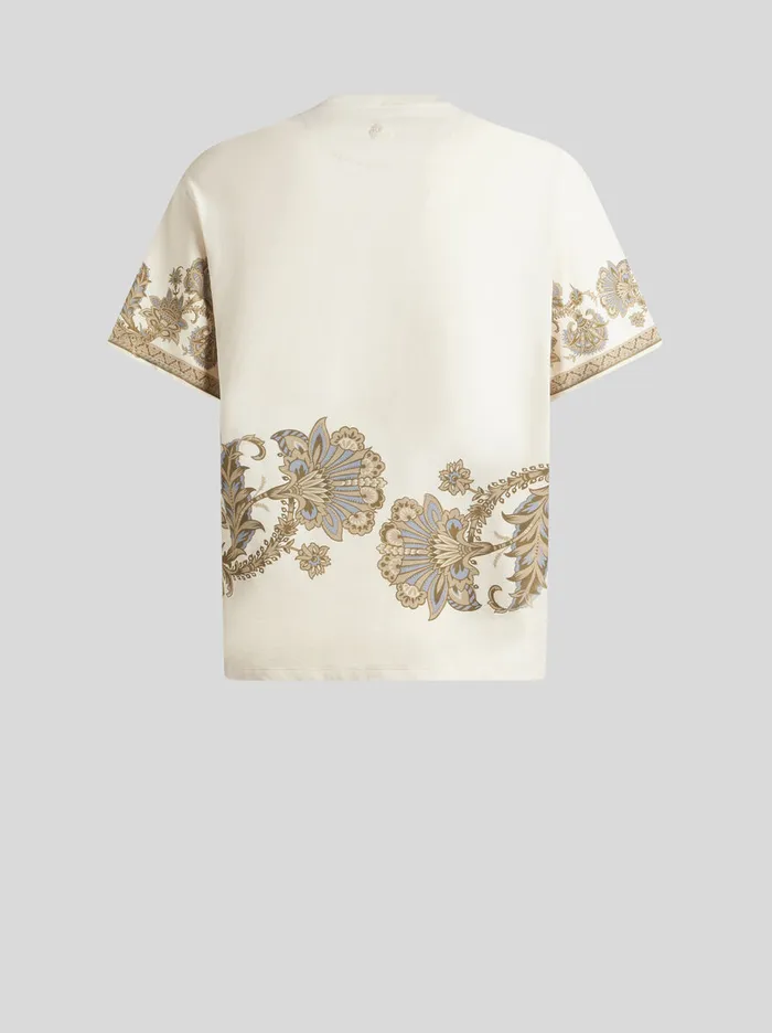 Men Etro TShirt And Sweatshirts Cotton TShirt With Placed Print Beige