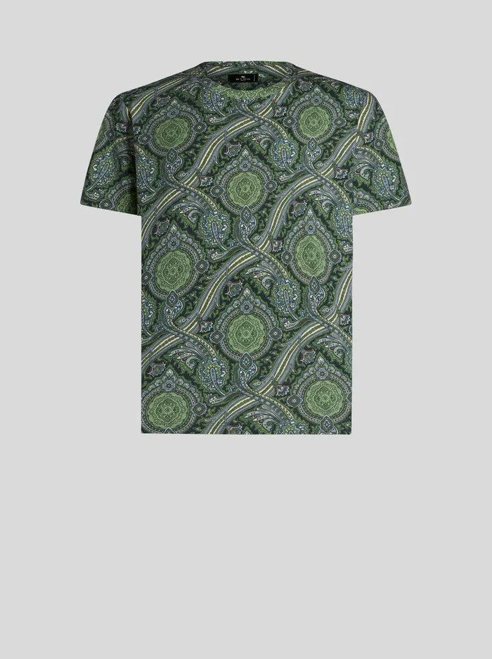 Men Etro TShirt And Sweatshirts Printed Cotton TShirt Green