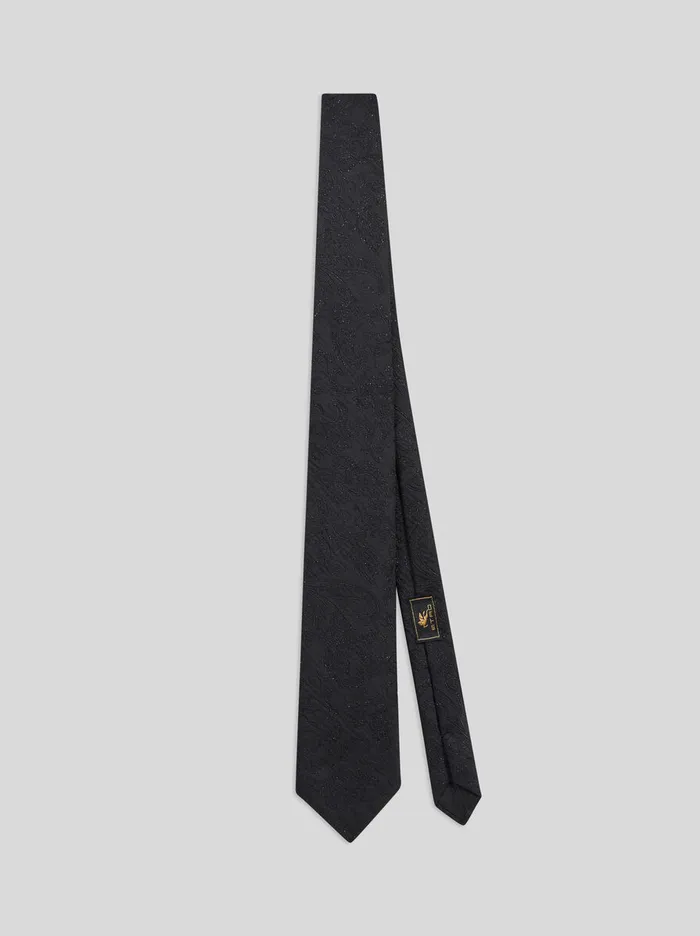 Men Etro Ties And Pocket Squares Floral Paisley Tie Black