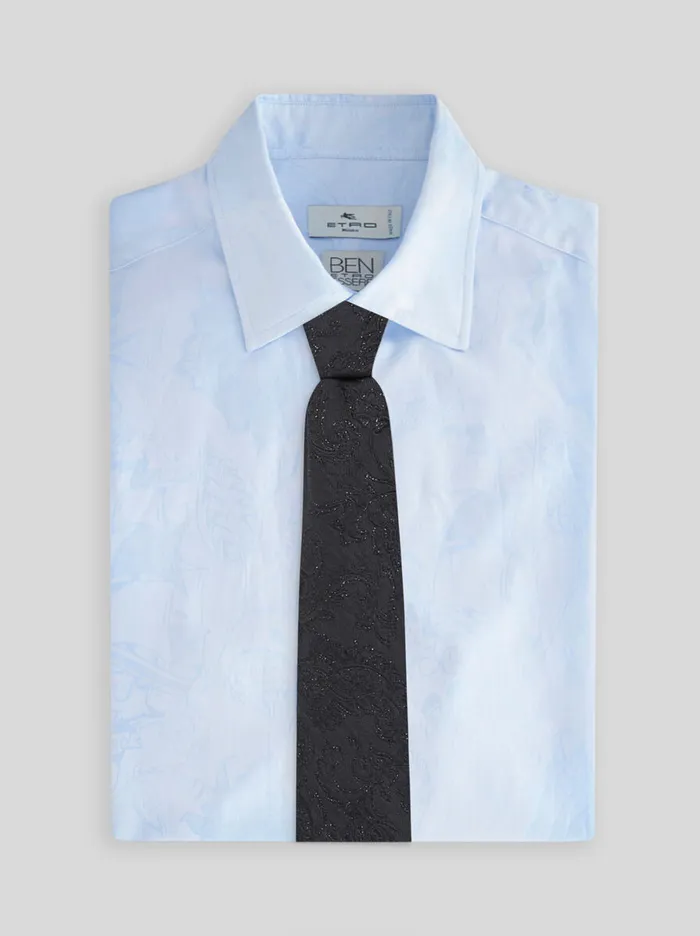 Men Etro Ties And Pocket Squares Floral Paisley Tie Black