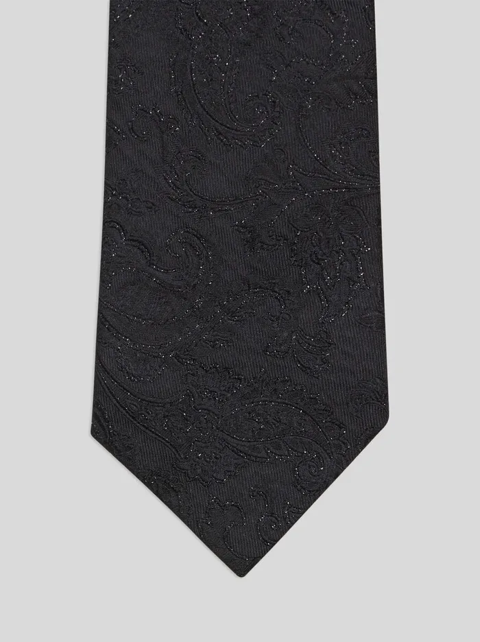 Men Etro Ties And Pocket Squares Floral Paisley Tie Black