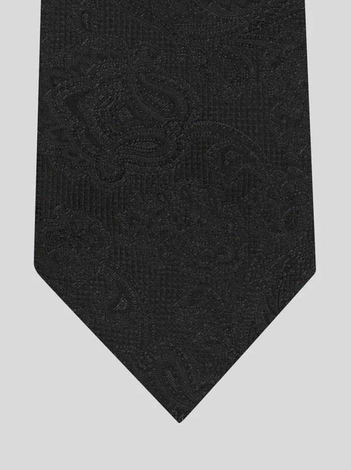 Men Etro Ties And Pocket Squares Paisley Silk Tie Black Men Etro Ties And Pocket Squares Paisley Silk Tie Black
