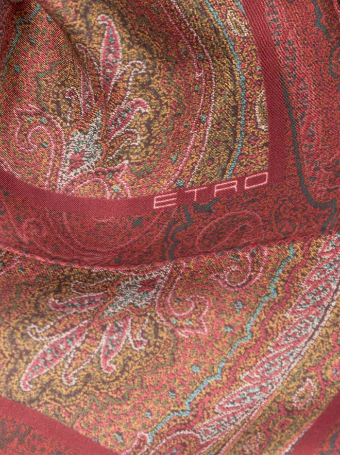 Men Etro Ties And Pocket Squares Printed Silk Pocket Square Burgundy Men Etro Ties And Pocket Squares Printed Silk Pocket Square Burgundy