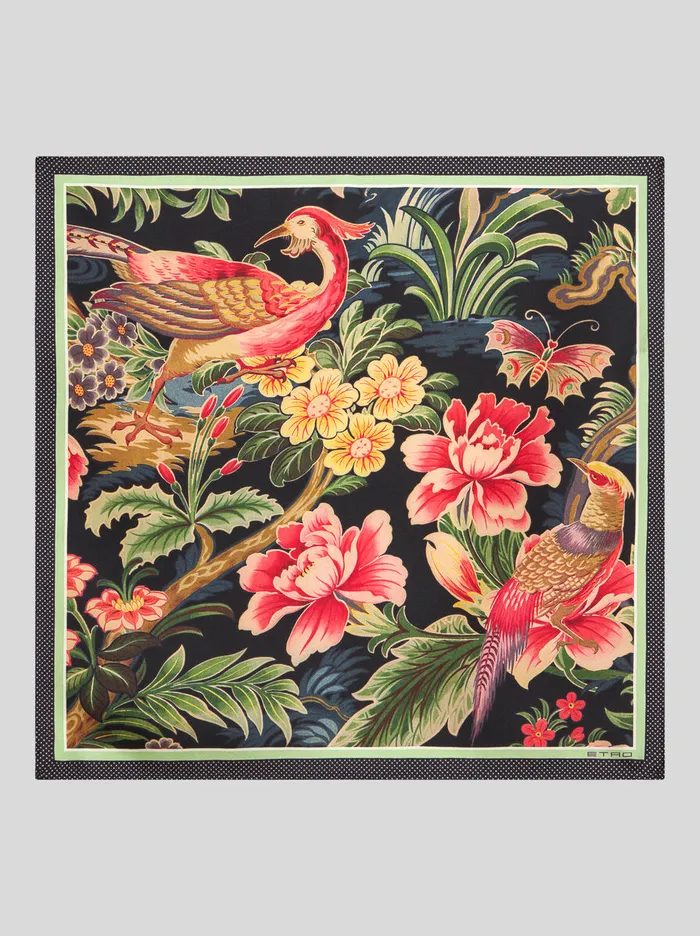 Men Etro Ties And Pocket Squares Printed Silk Pocket Square Multicolour