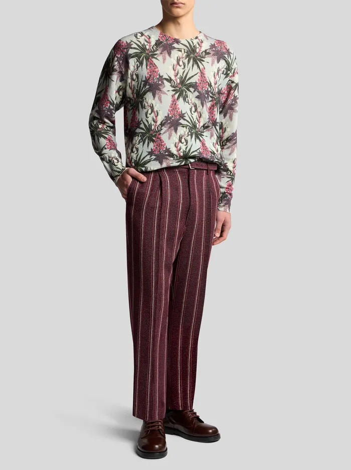 Men Etro Trousers Striped Trousers With Belt Burgundy Men Etro Trousers Striped Trousers With Belt Burgundy
