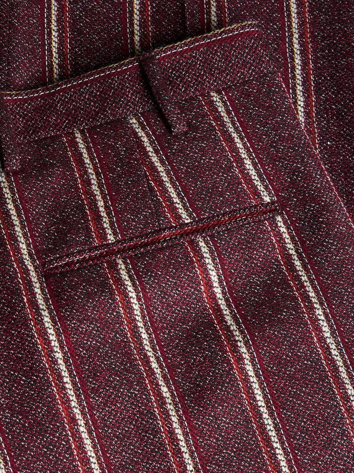 Men Etro Trousers Striped Trousers With Belt Burgundy Men Etro Trousers Striped Trousers With Belt Burgundy