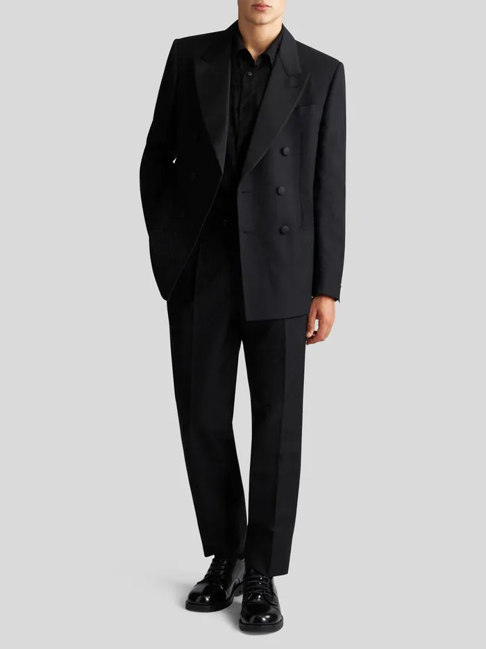 Men Etro Trousers Wool And Cotton Jacquard Trousers Black Men Etro Trousers Wool And Cotton Jacquard Trousers Black