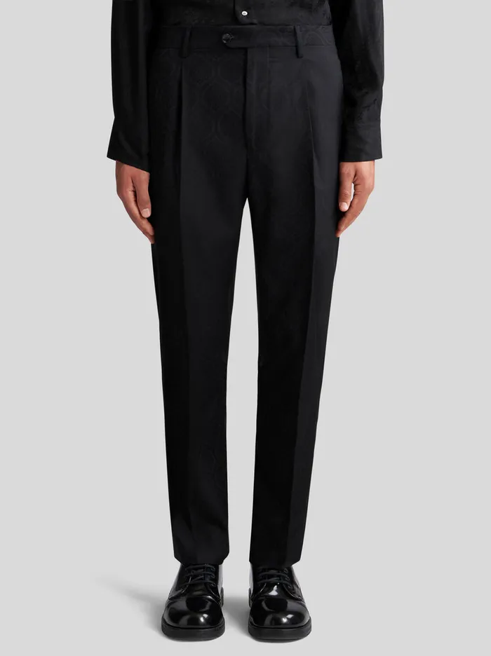 Men Etro Trousers Wool And Cotton Jacquard Trousers Black Men Etro Trousers Wool And Cotton Jacquard Trousers Black