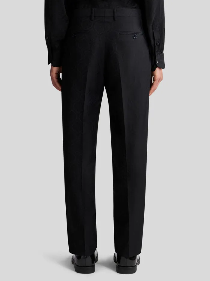 Men Etro Trousers Wool And Cotton Jacquard Trousers Black Men Etro Trousers Wool And Cotton Jacquard Trousers Black