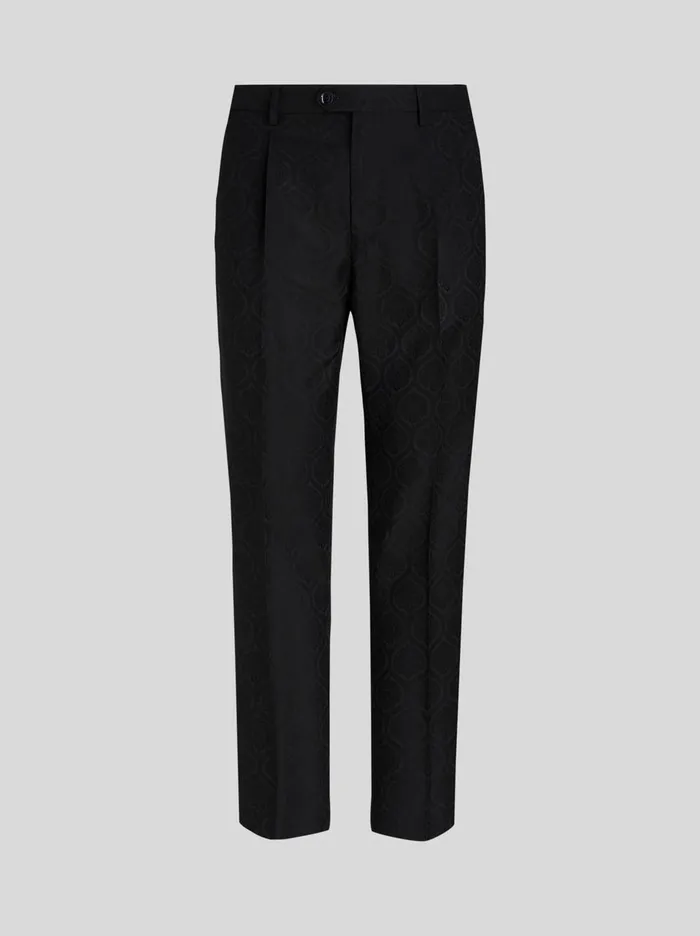 Men Etro Trousers Wool And Cotton Jacquard Trousers Black Men Etro Trousers Wool And Cotton Jacquard Trousers Black