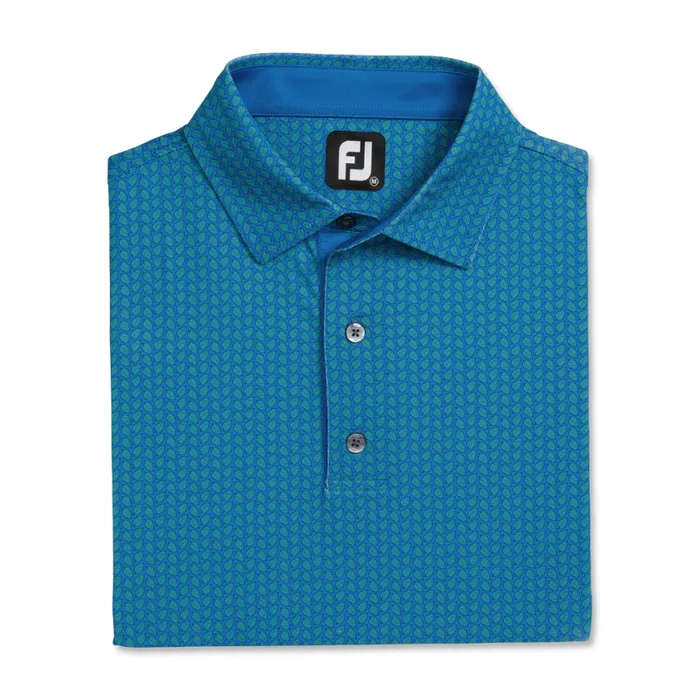 Men FootJoy Shirts Leaf Lisle Emerald Blue