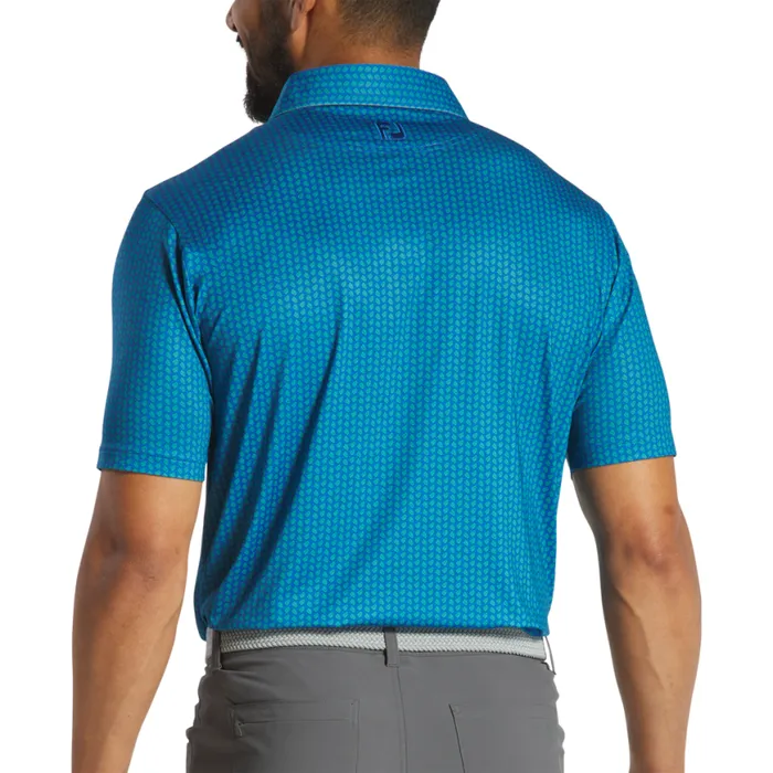 Men FootJoy Shirts Leaf Lisle Emerald Blue Men FootJoy Shirts Leaf Lisle Emerald Blue