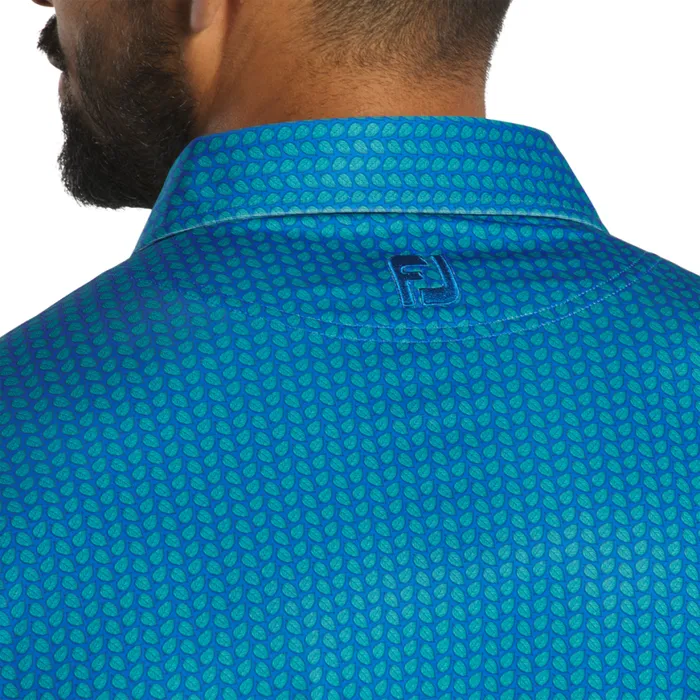 Men FootJoy Shirts Leaf Lisle Emerald Blue Men FootJoy Shirts Leaf Lisle Emerald Blue