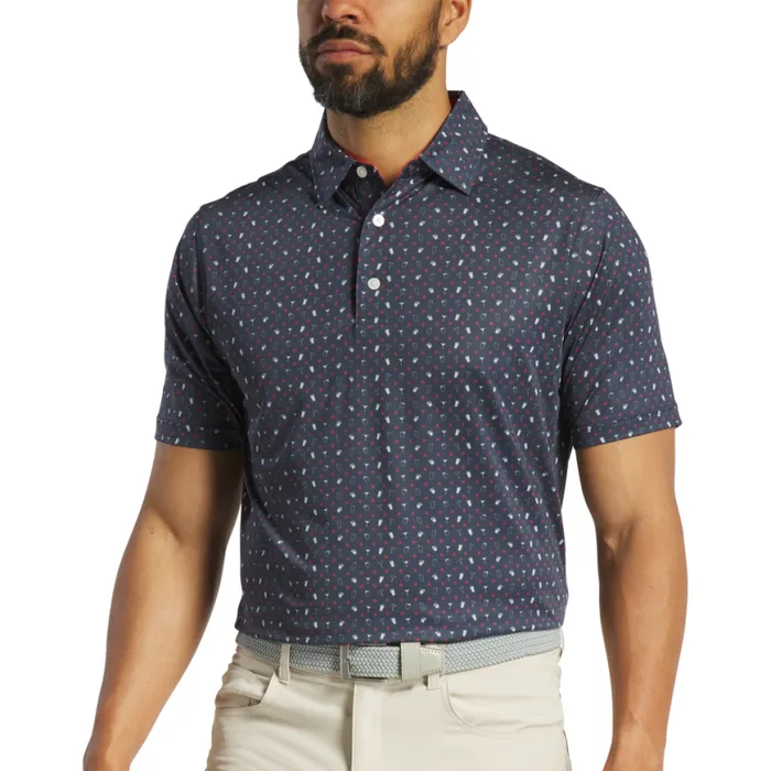 Men FootJoy Shirts Star Cocktail Lisle Navy Red White Men FootJoy Shirts Star Cocktail Lisle Navy Red White