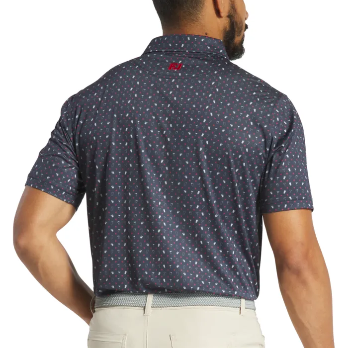 Men FootJoy Shirts Star Cocktail Lisle Navy Red White Men FootJoy Shirts Star Cocktail Lisle Navy Red White