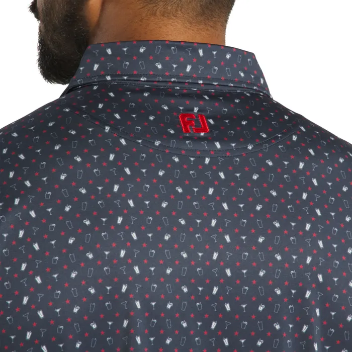 Men FootJoy Shirts Star Cocktail Lisle Navy Red White Men FootJoy Shirts Star Cocktail Lisle Navy Red White