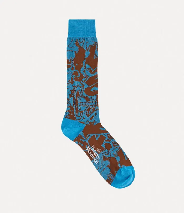 Men Graffiti Sock Turquoise Vivienne Westwood Socks